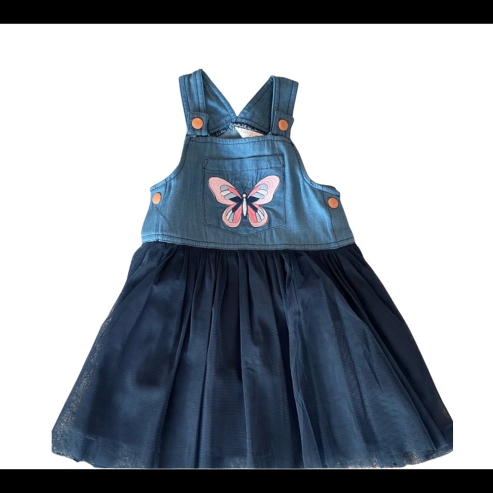 NWT Overall tutu with embroidered butterfly